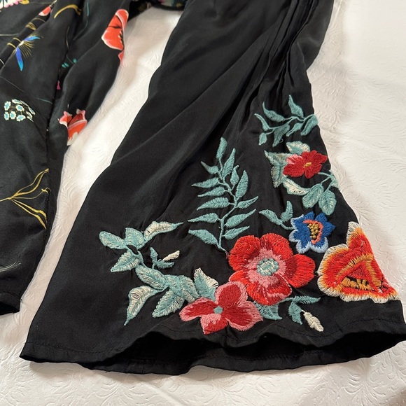 Johnny Was Silk Black Blouse with Colorful Embroidery - Picture 15 of 15
